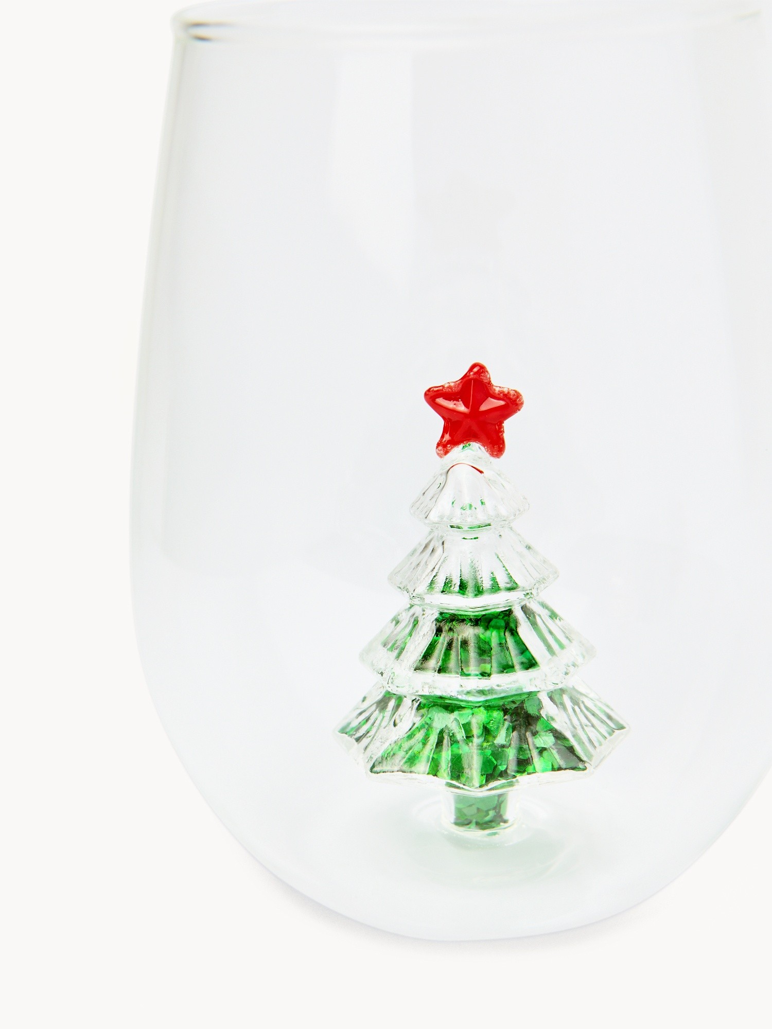 Bicchieri in vetro borosilicato dettaglio alberi paillettes