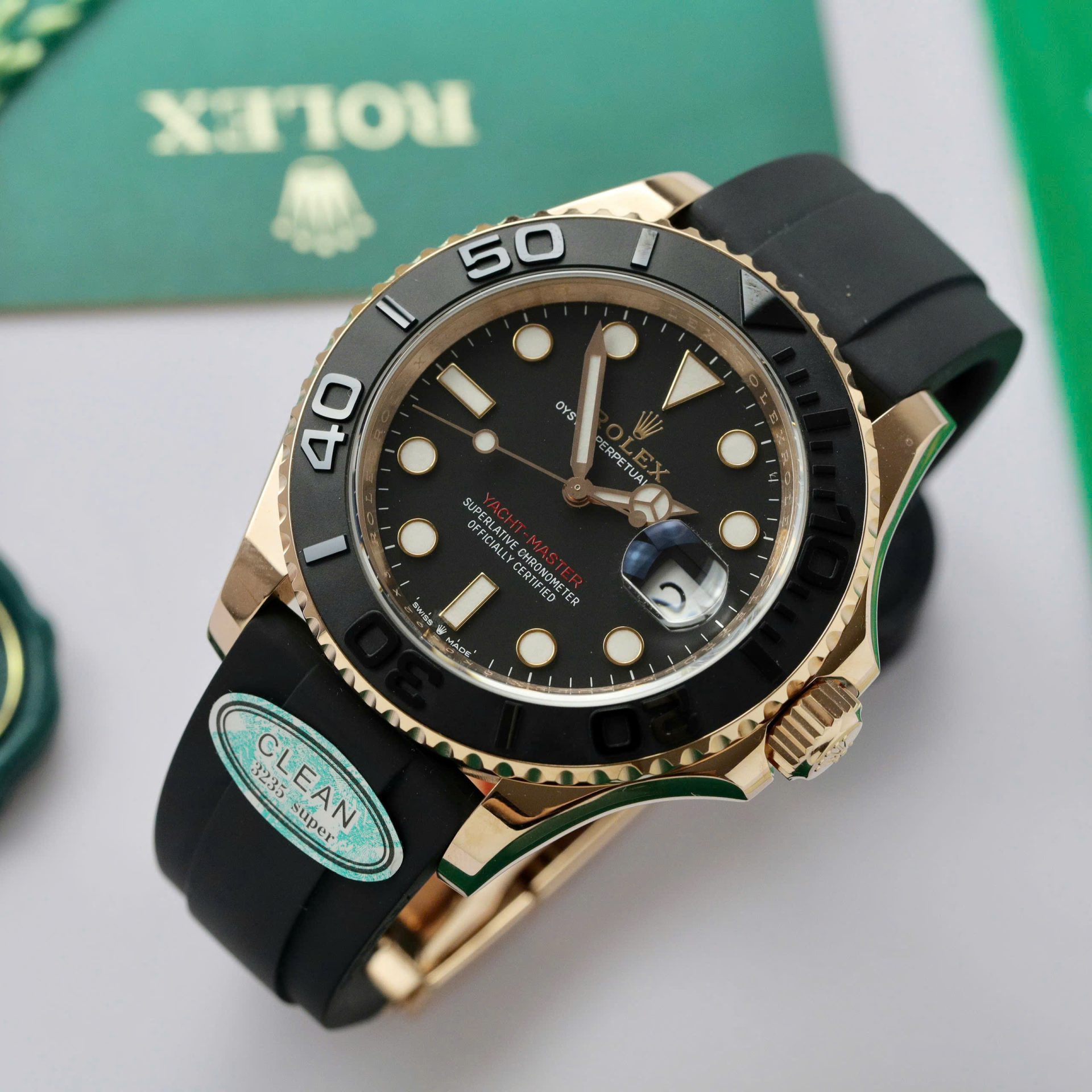 Rolex Yacht-Master RG Plated Black Dial 40mm Oysterflex Super Clone