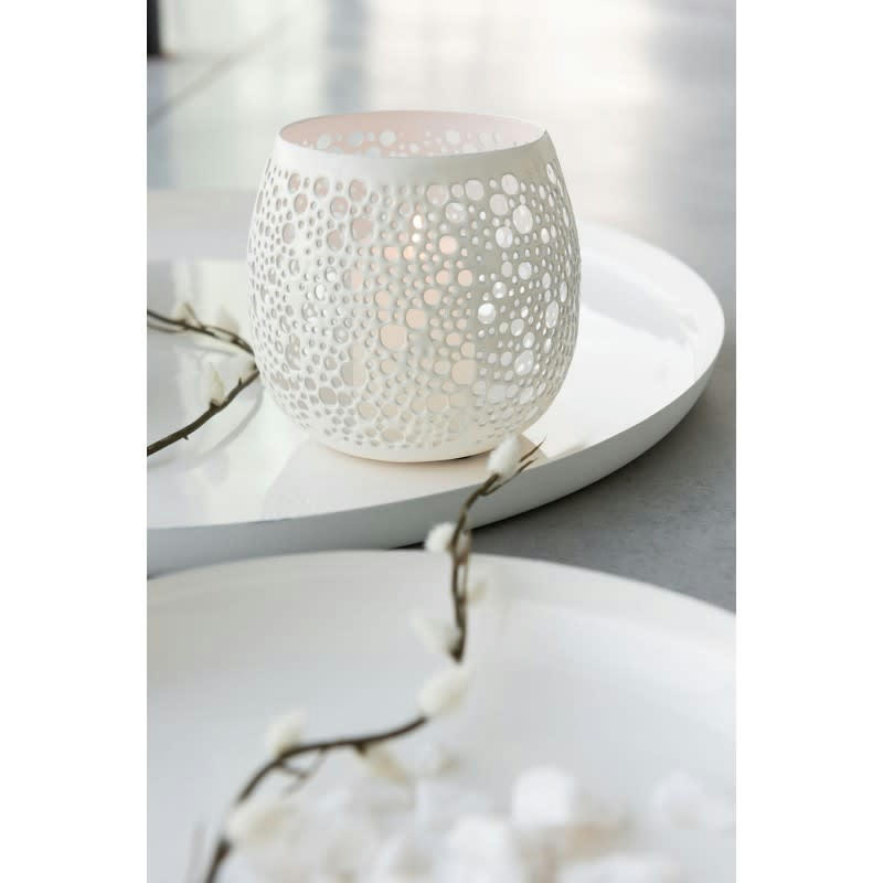 PERFORÉ - Photophore métal laqué blanc H12cm