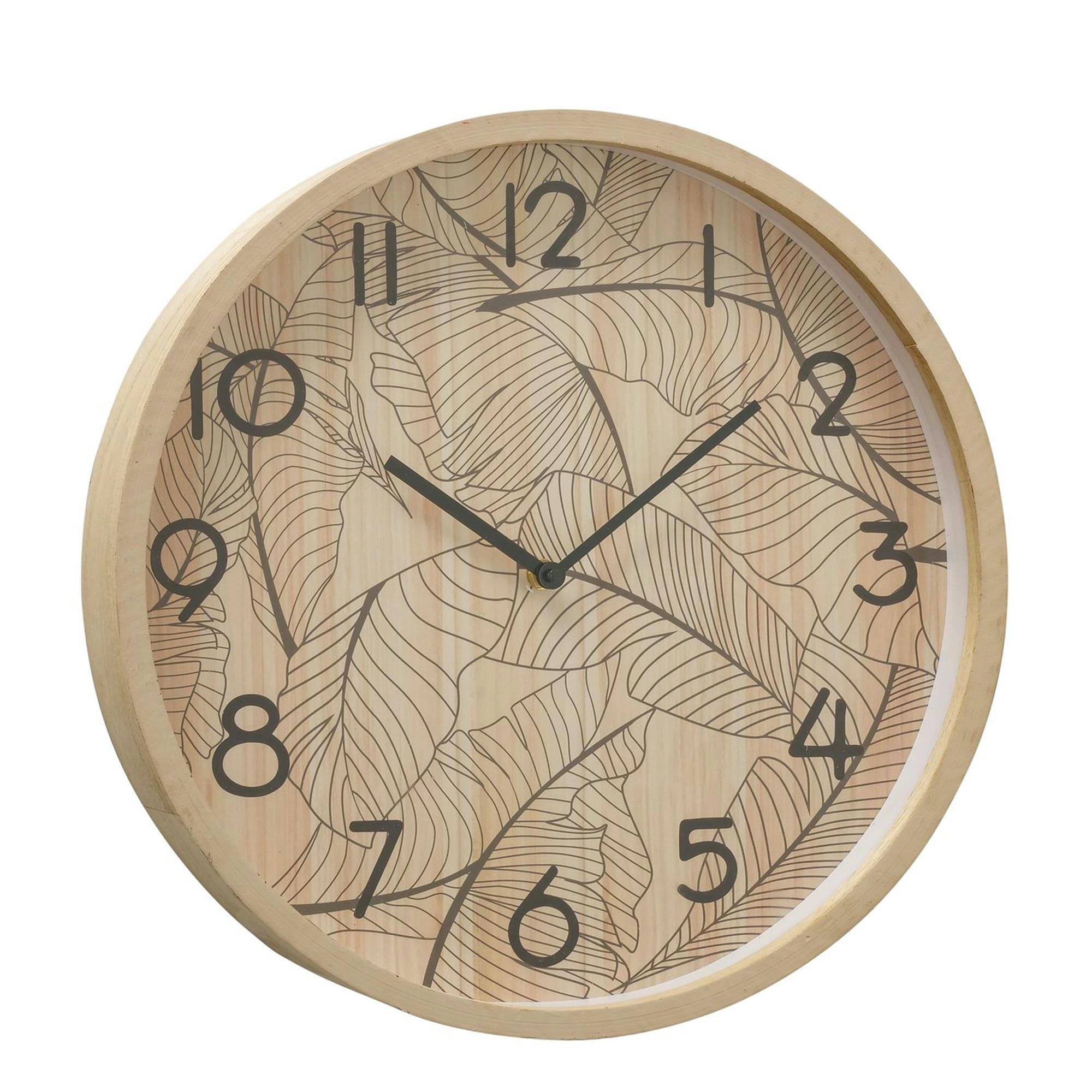 - Horloge murale bois feuilles diamètre 40cm