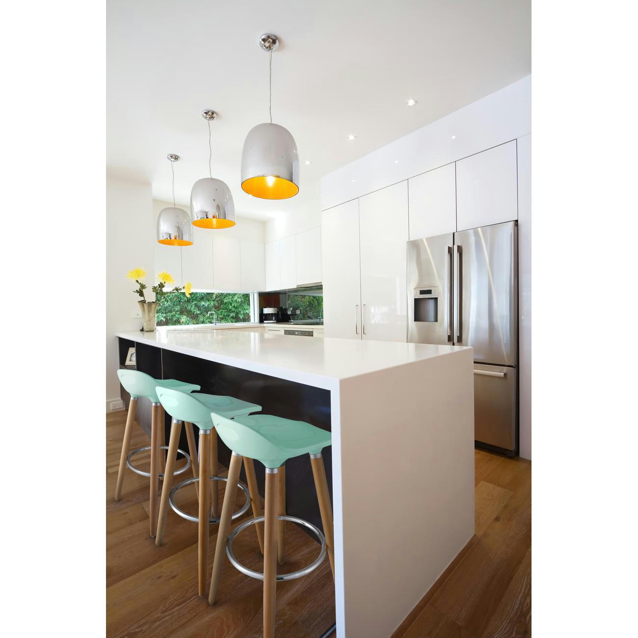 OLLO - Tabouret de bar assise plastique dur pieds métal - Lot de 2