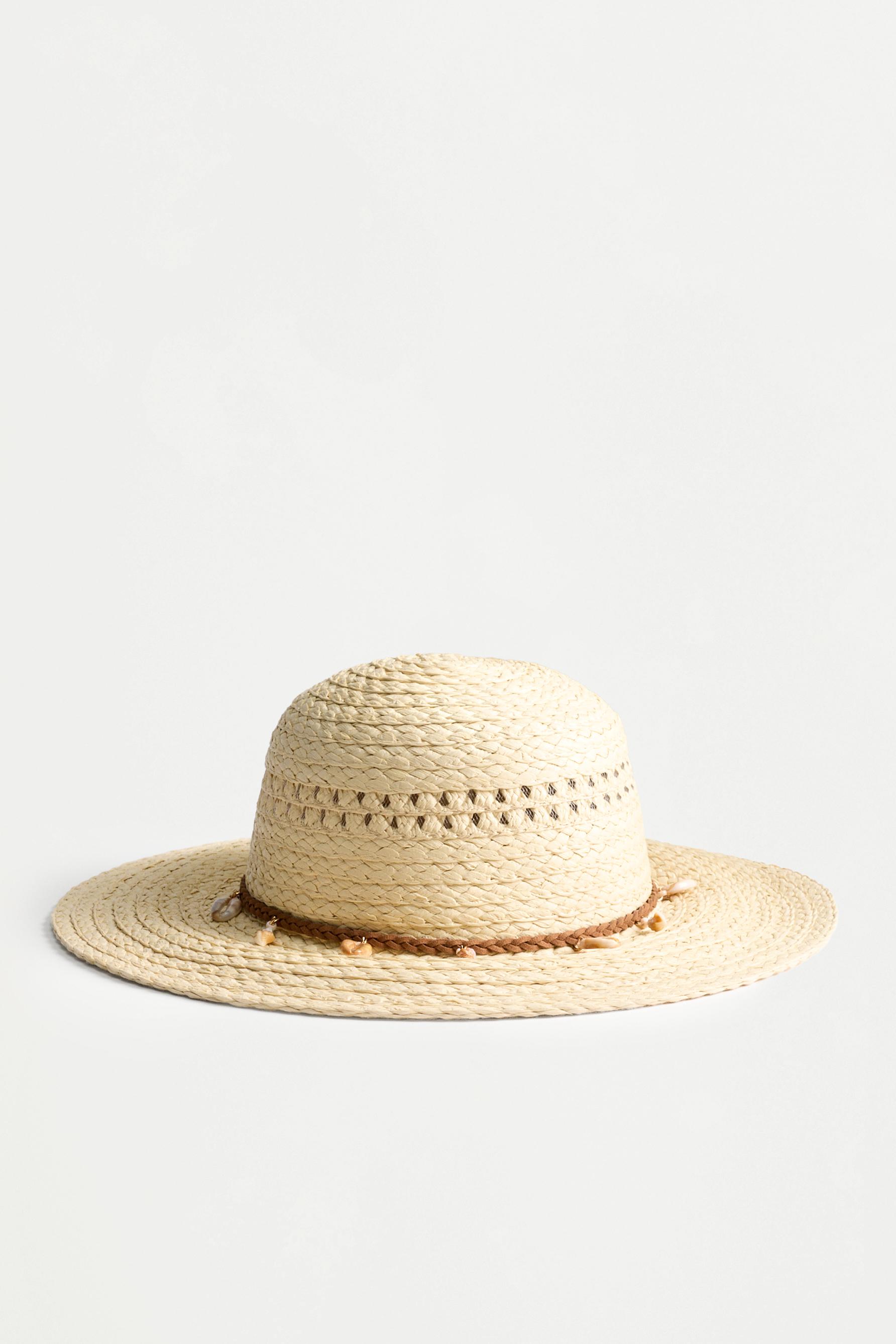 Sombrero abalorios efecto rafia