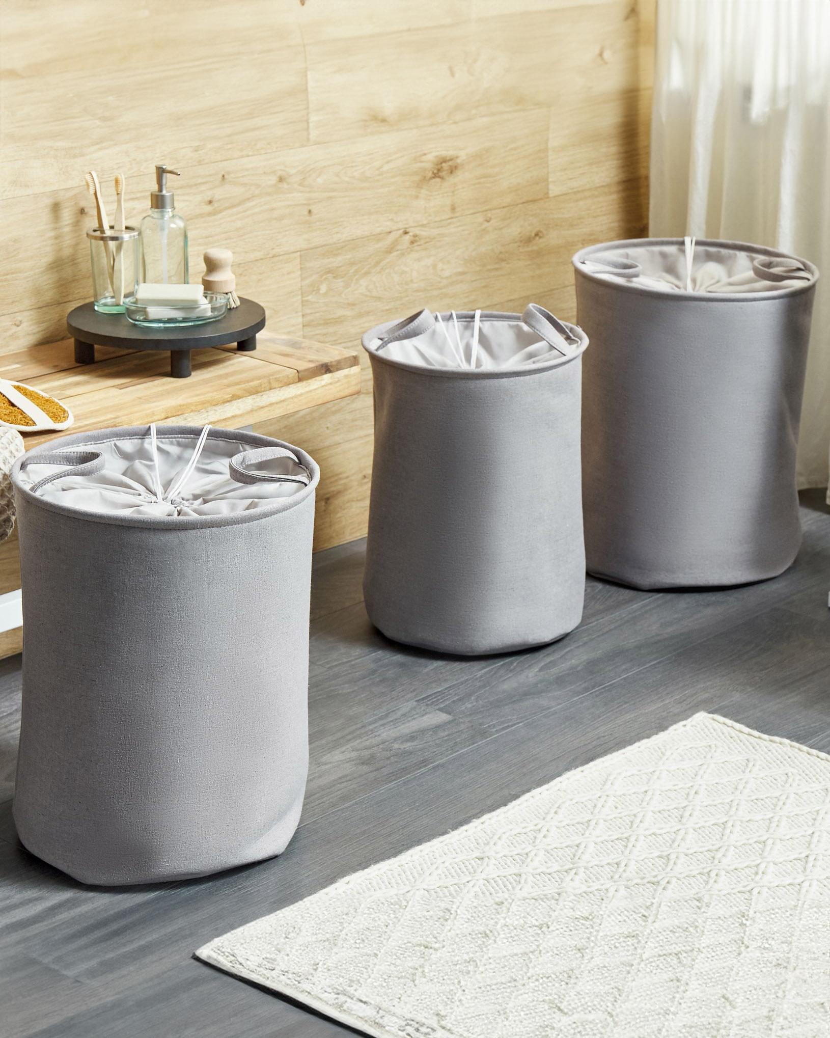 Set of 3 Baskets ARCHA Cotton Grey