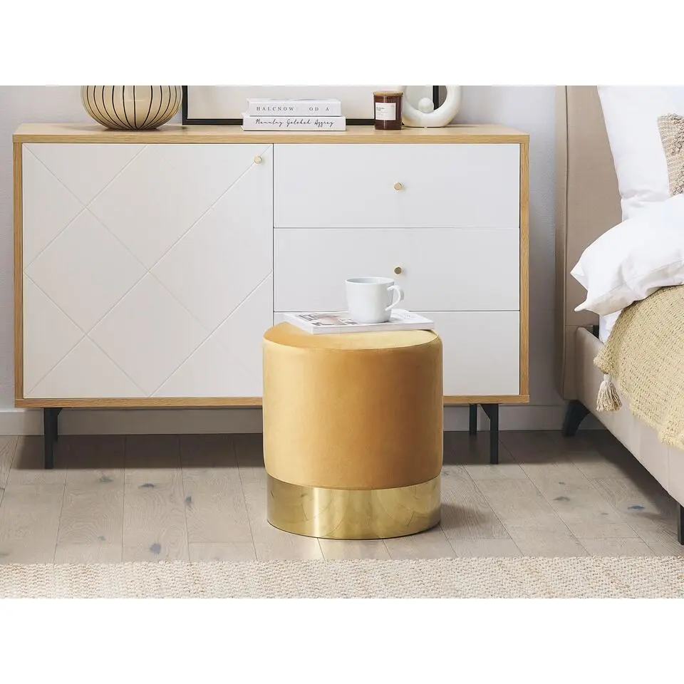 SOPHIA - Poef - Geel - 39 cm - Fluweel