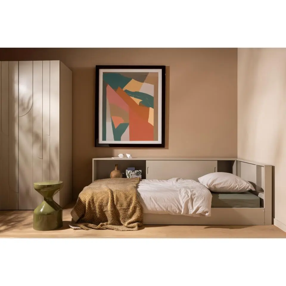 WOOOD Carter Hoekbed Links/Rechts - Grenenhout - Dust/Beige - 90x200