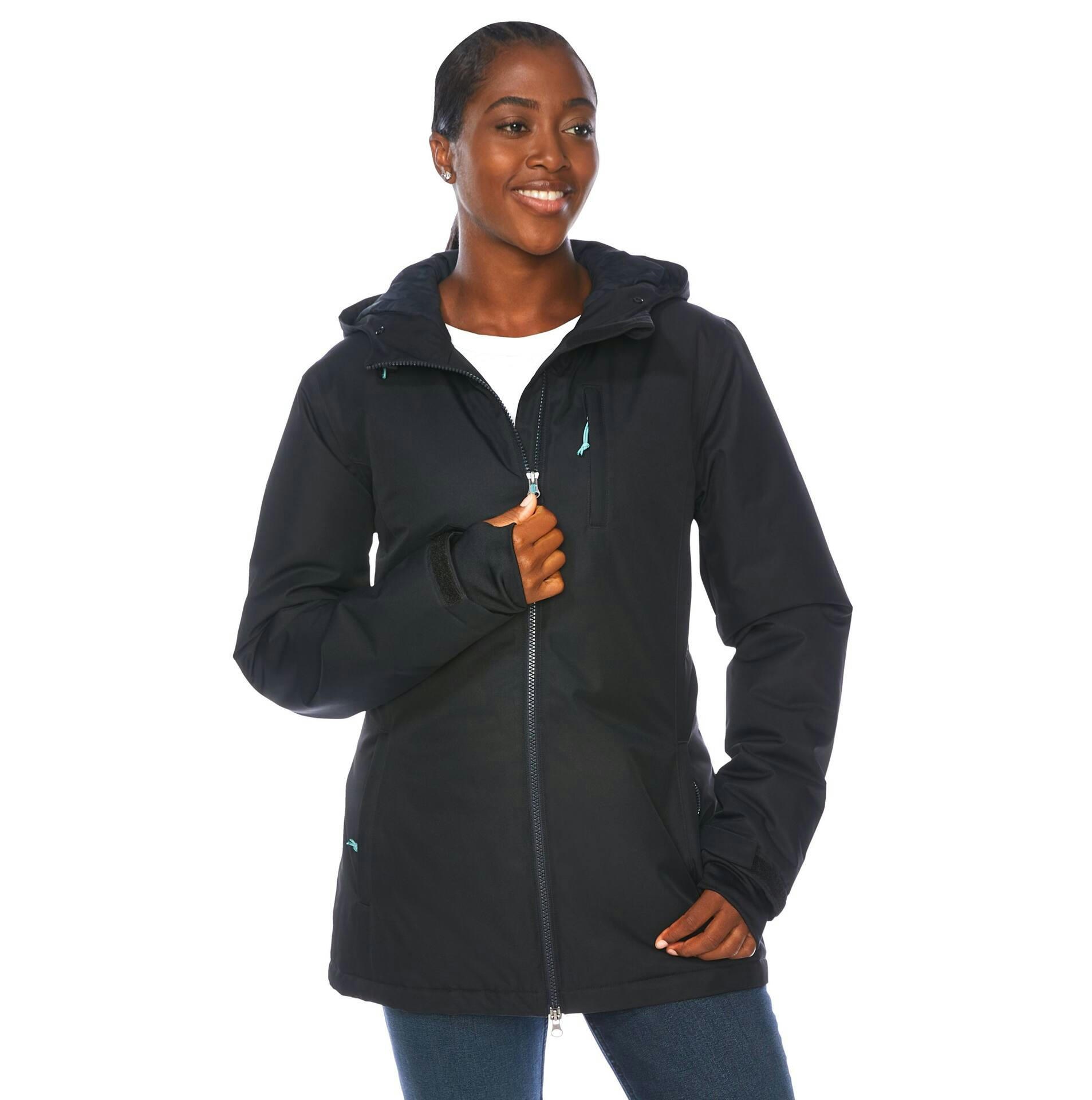Outbound Women's Ramble Insulated Quilted Winter Parka Jacket Faux Fur Trim Hood, Black