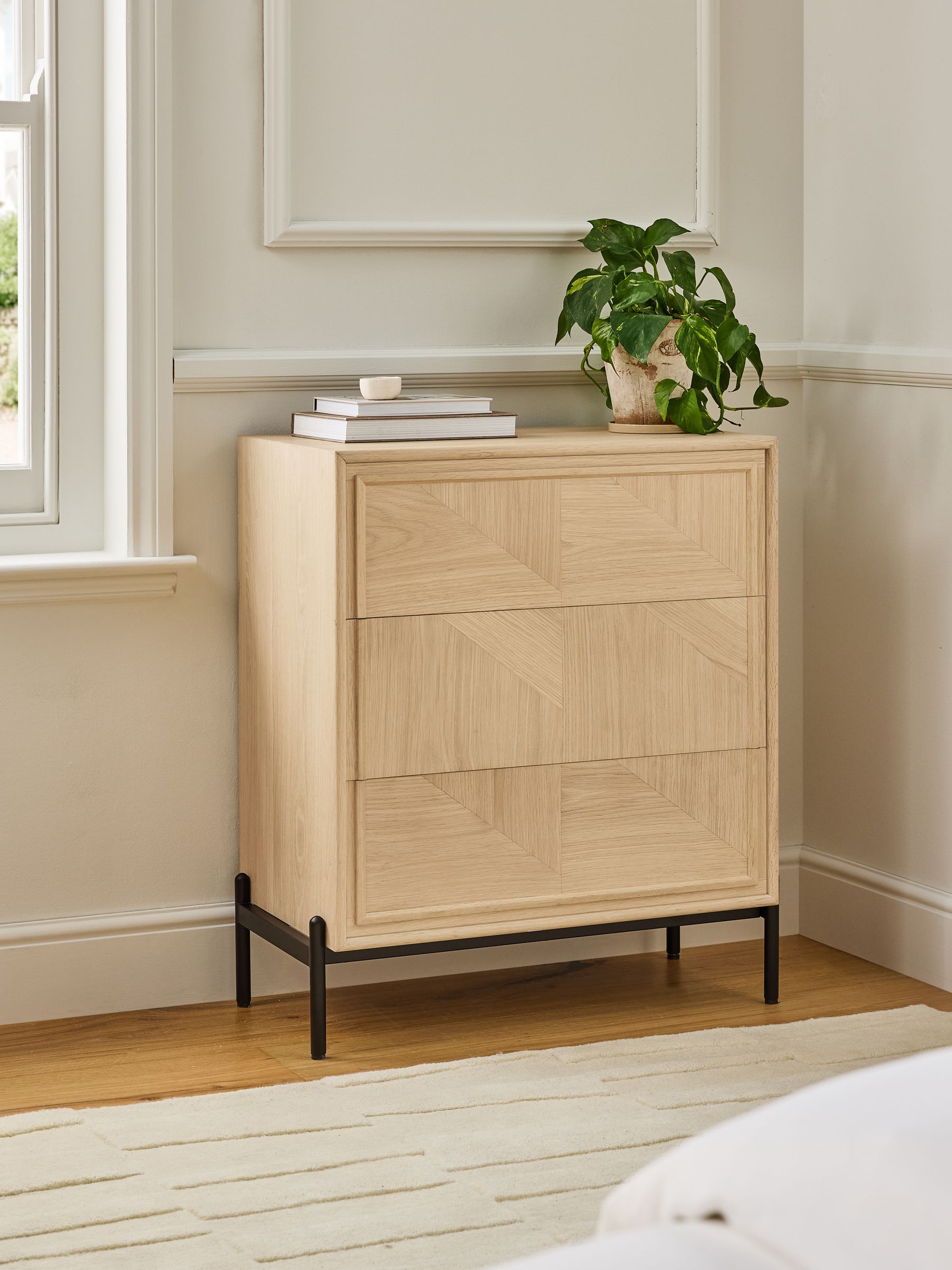 Whitewashed Oak Aden Wide Chest of Drawers