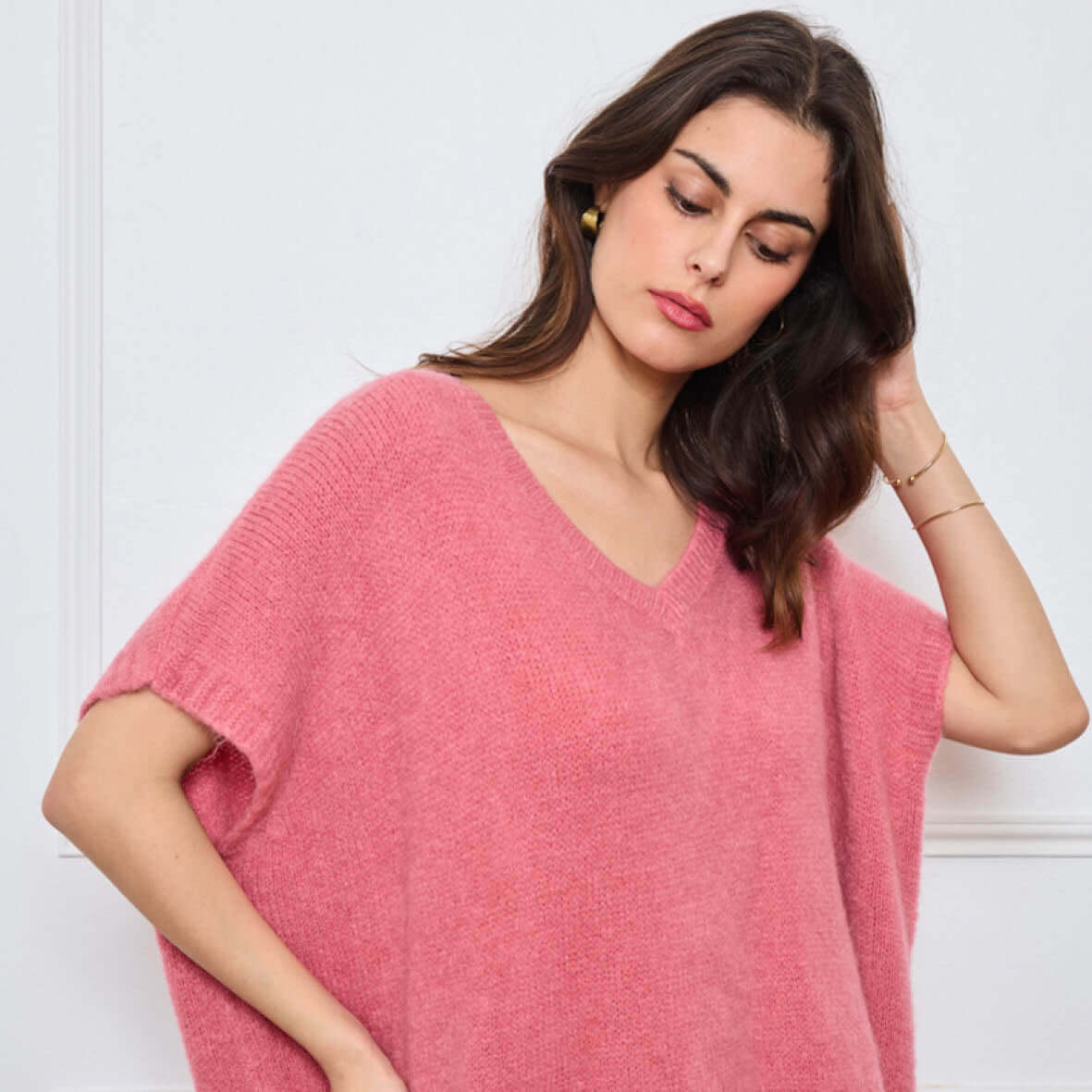COL V OVERSIZED SANS MANCHES MILIE ROSE