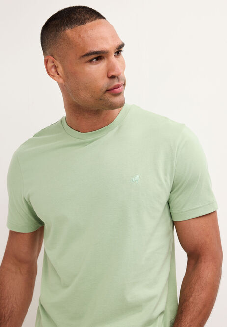 Mens Green Crew Neck Cotton T-Shirt