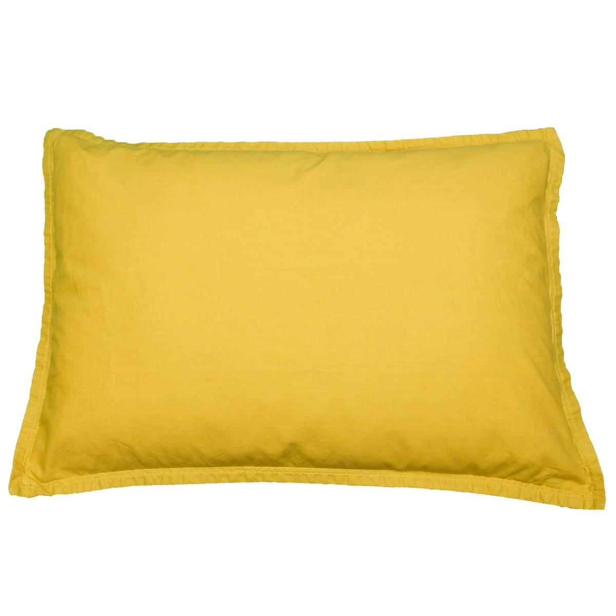 HOME WASHED - Lot de 2 taies d'oreiller en percale lavée  safran 50x70 cm