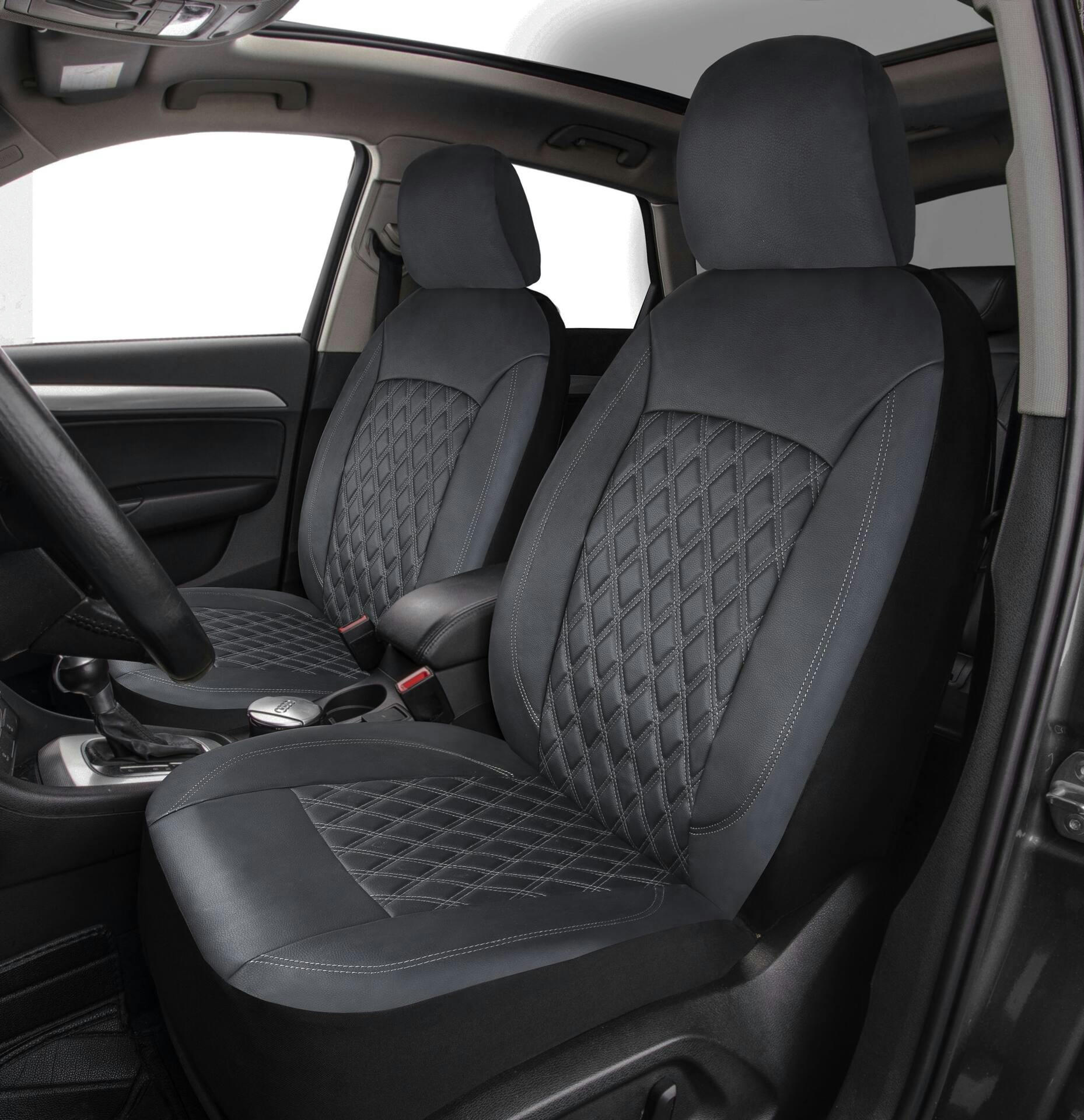 AutoTrends Diamond Stitch Faux Leather Seat Cover, 2-pk