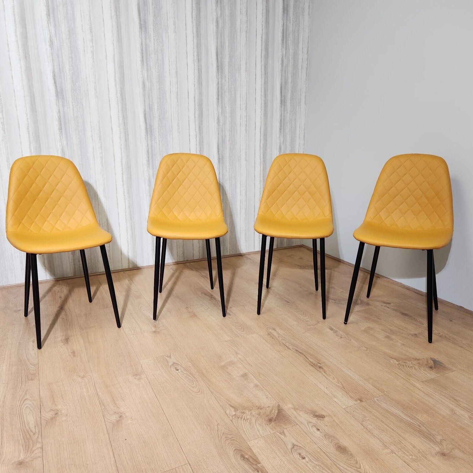 KOSY KOALA Oak Effect Dining Table Set With 4 Mustard Gem Pattern Chairs And Bench Dining Room Furniture