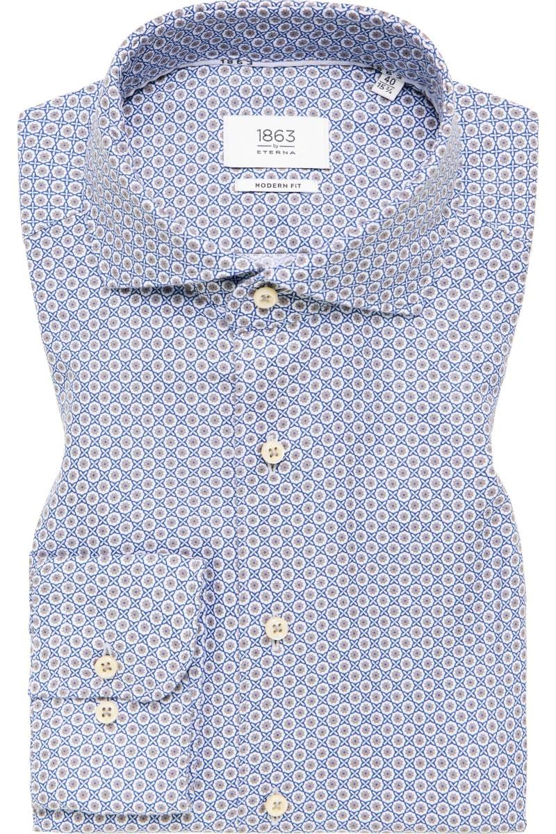 ETERNA 1863 Modern Fit Leinenhemd marine, Bedruckt