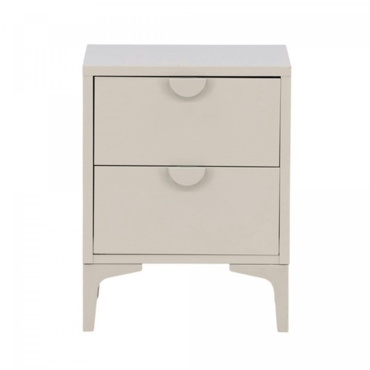 PIA - Table de chevet industrielle 2 tiroirs en métal beige