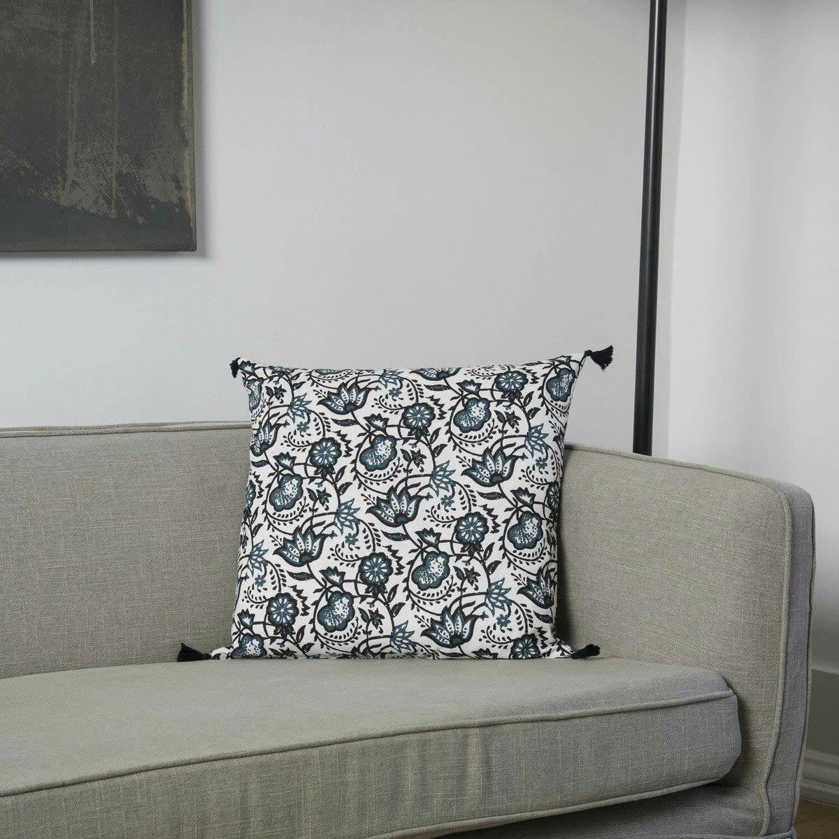 CARMA - Coussin carré coton  50x50 bleu peacock