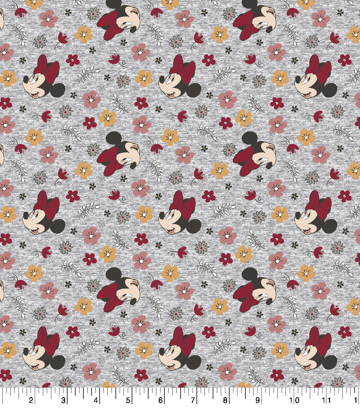 Disney Knit Fabric Minnie Floral Toss