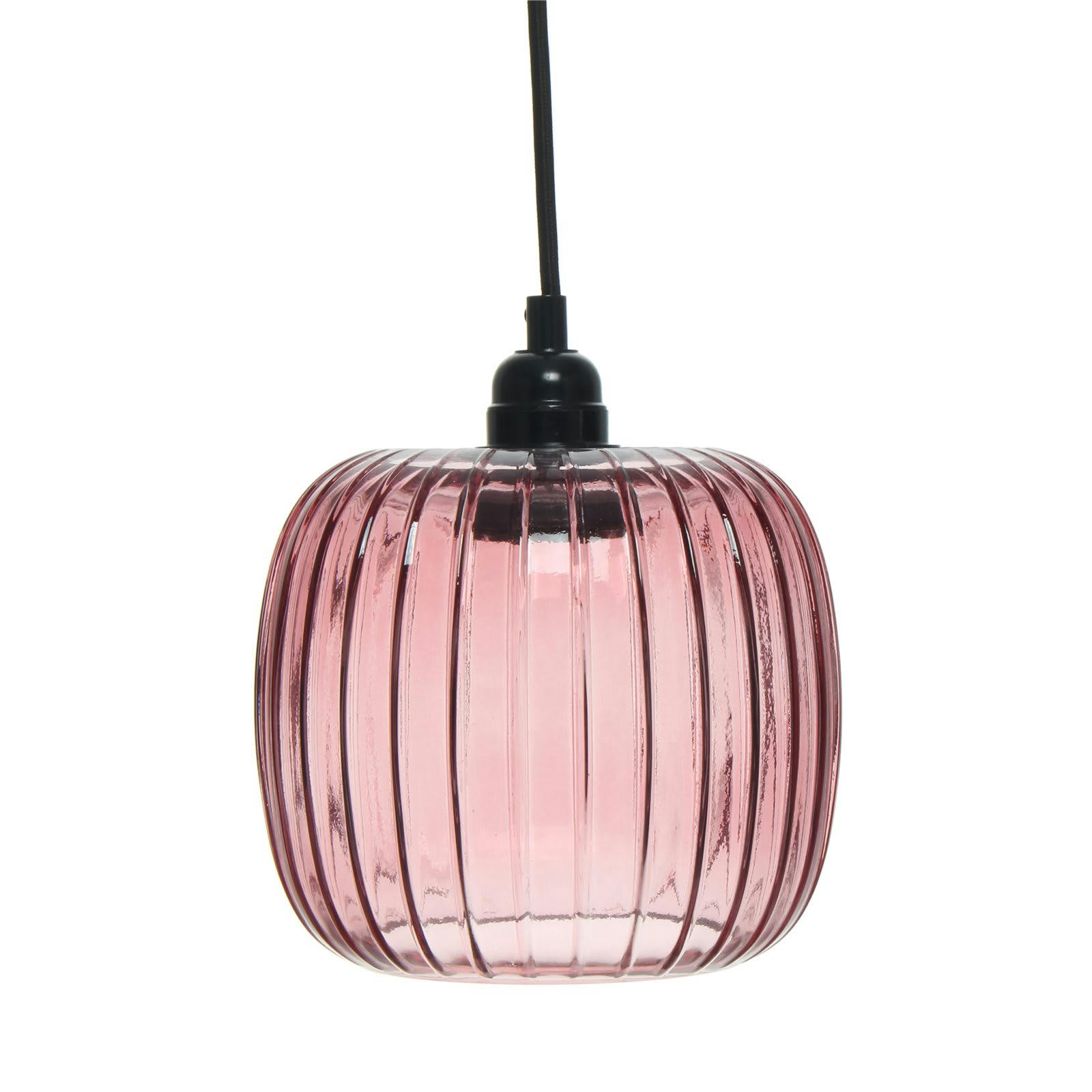 CLAUDIA 125 - Suspension Verre Rose 18x18x24 cm