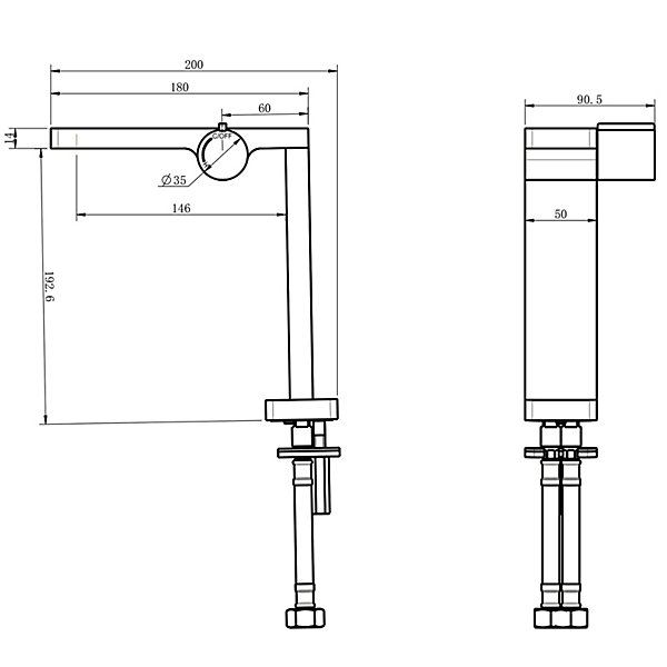 Design Robinet de lavabo - Robinet de Salle de bain NT3220C - Bec haut - Robinet chromé