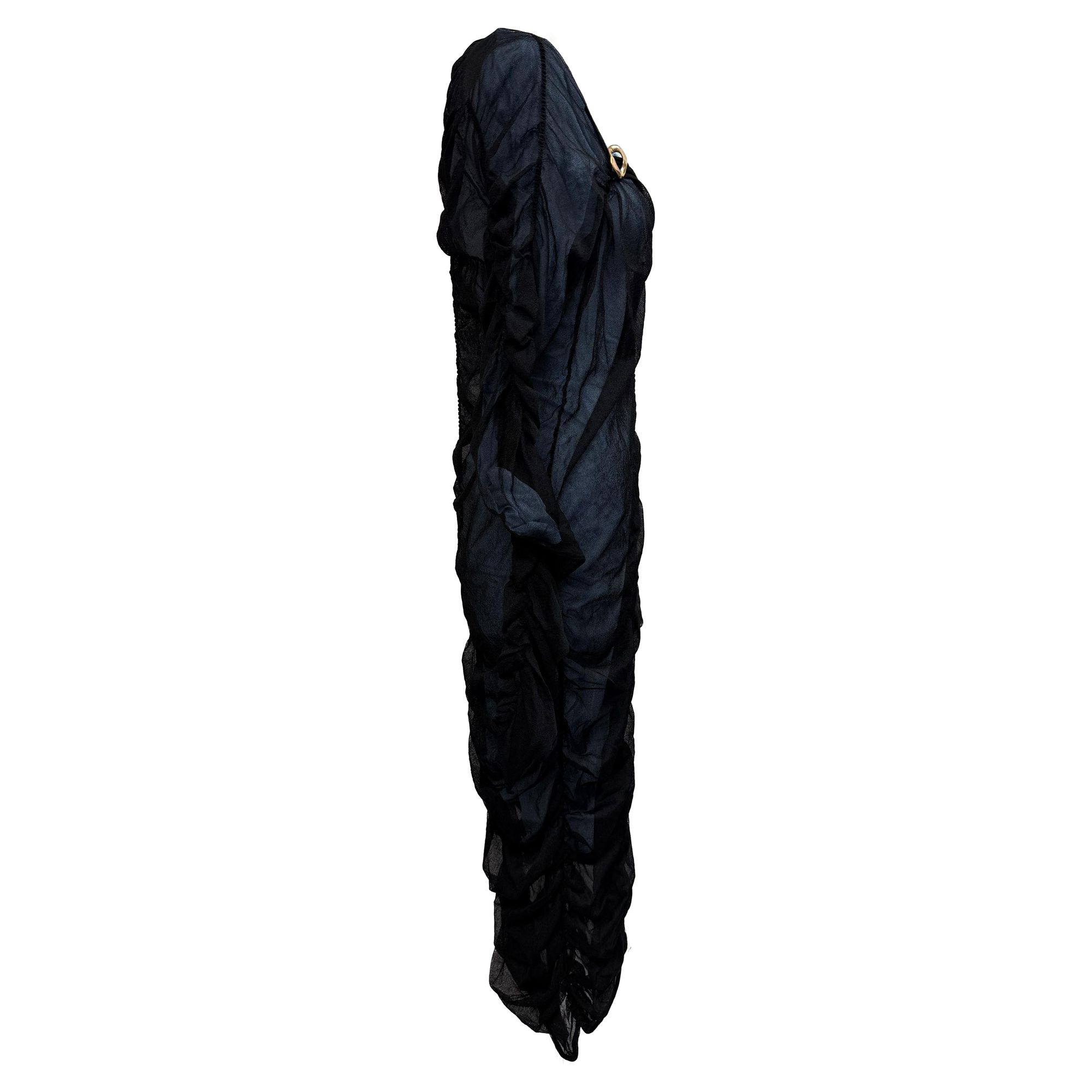 Bottega Veneta Preloved Square Neckline Midi Length Dress in Black Viscose