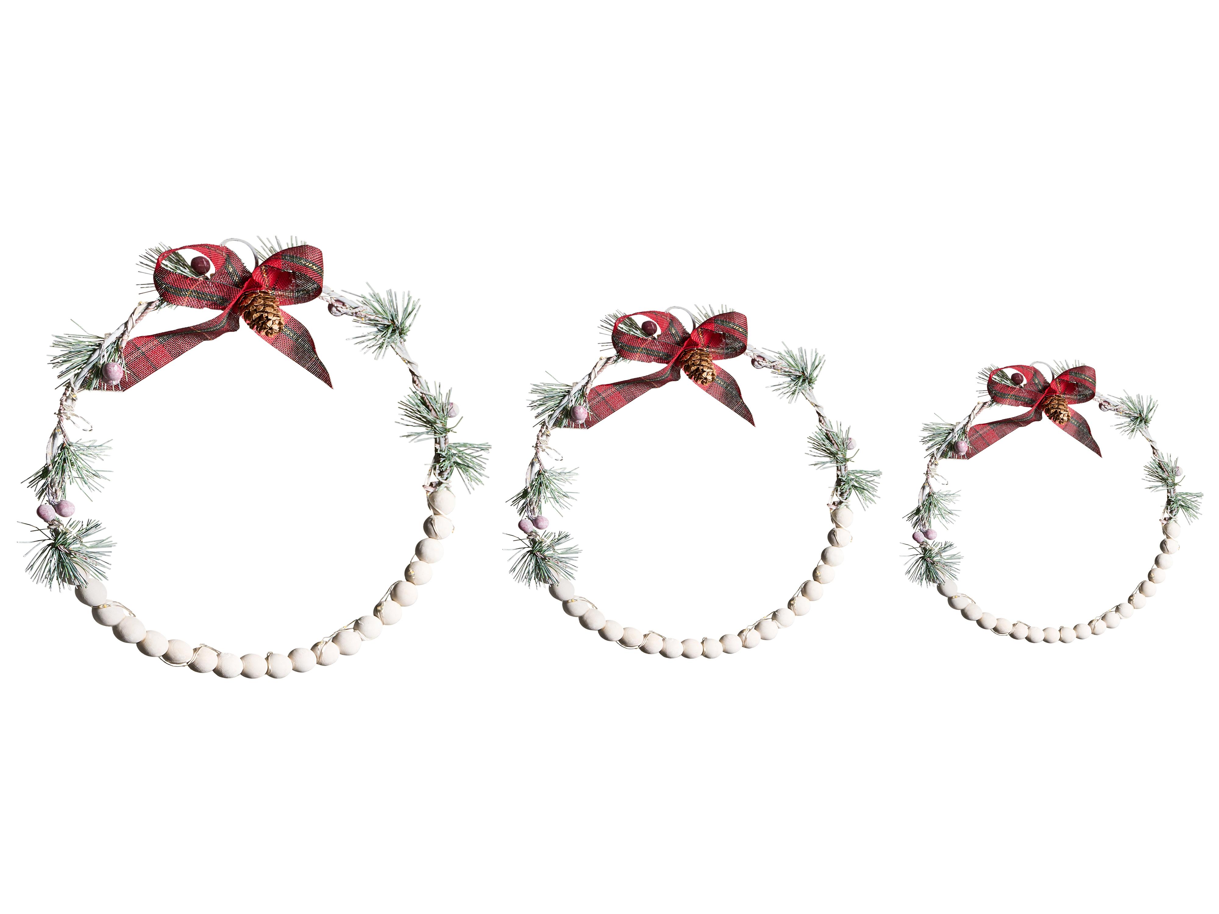 Set of 3 Hanging Decorations LED KEITELE Wreath 25/30/35 cm White
