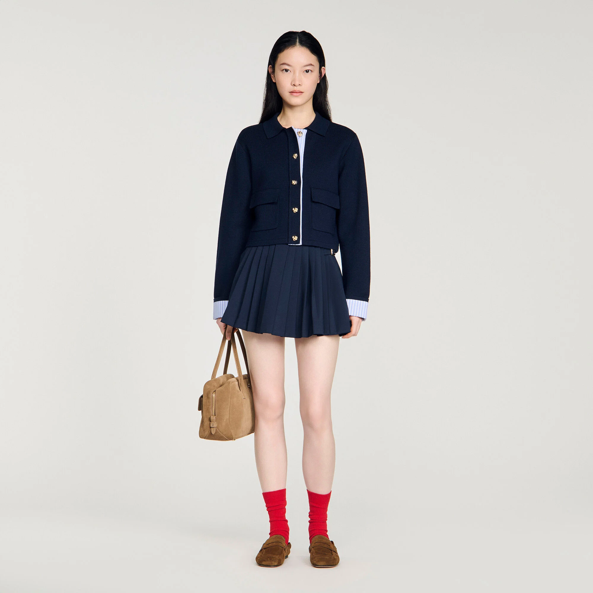 Cardigan en laine à col polo