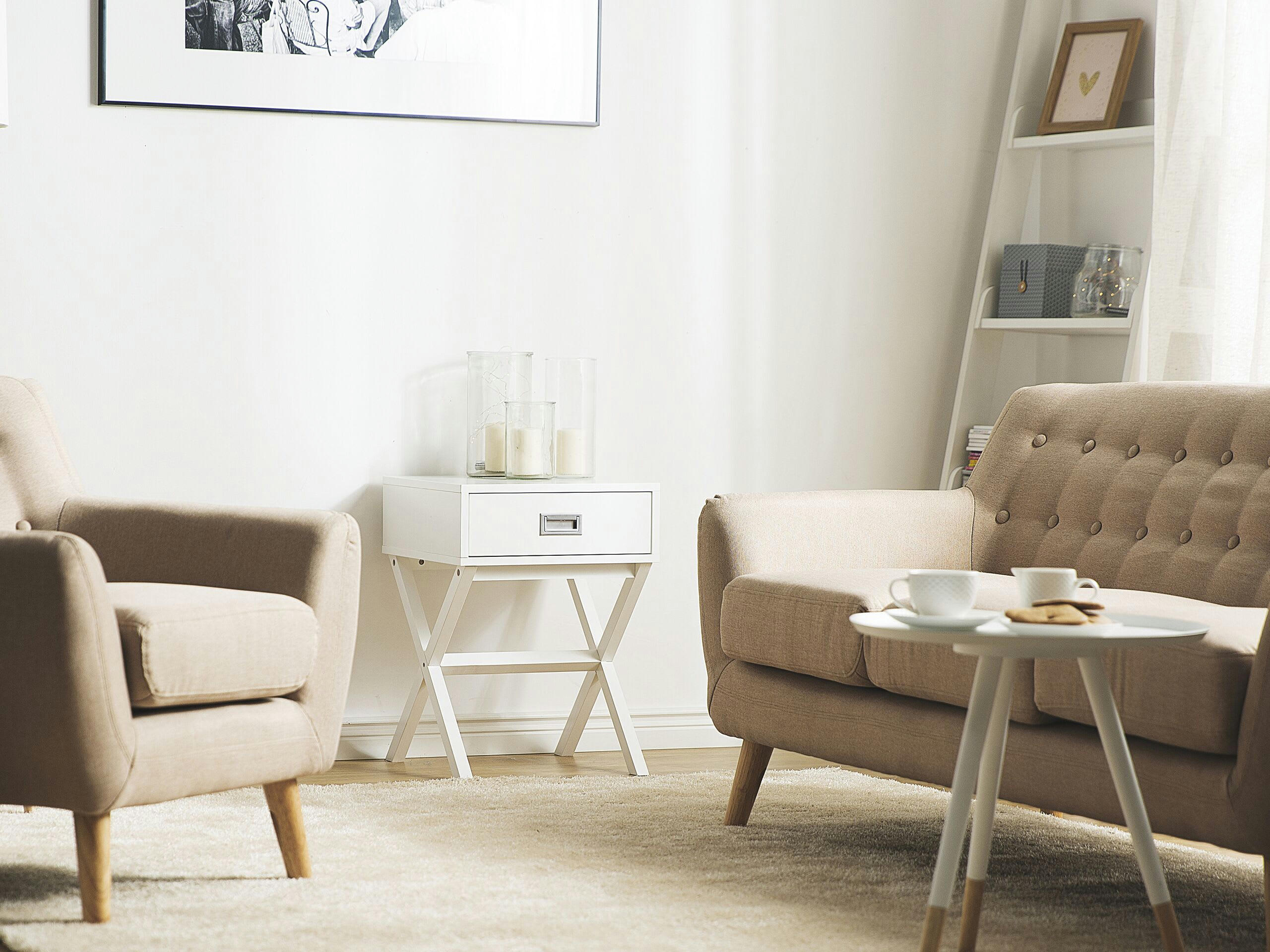 MONROE - Table basse blanche avec tiroir