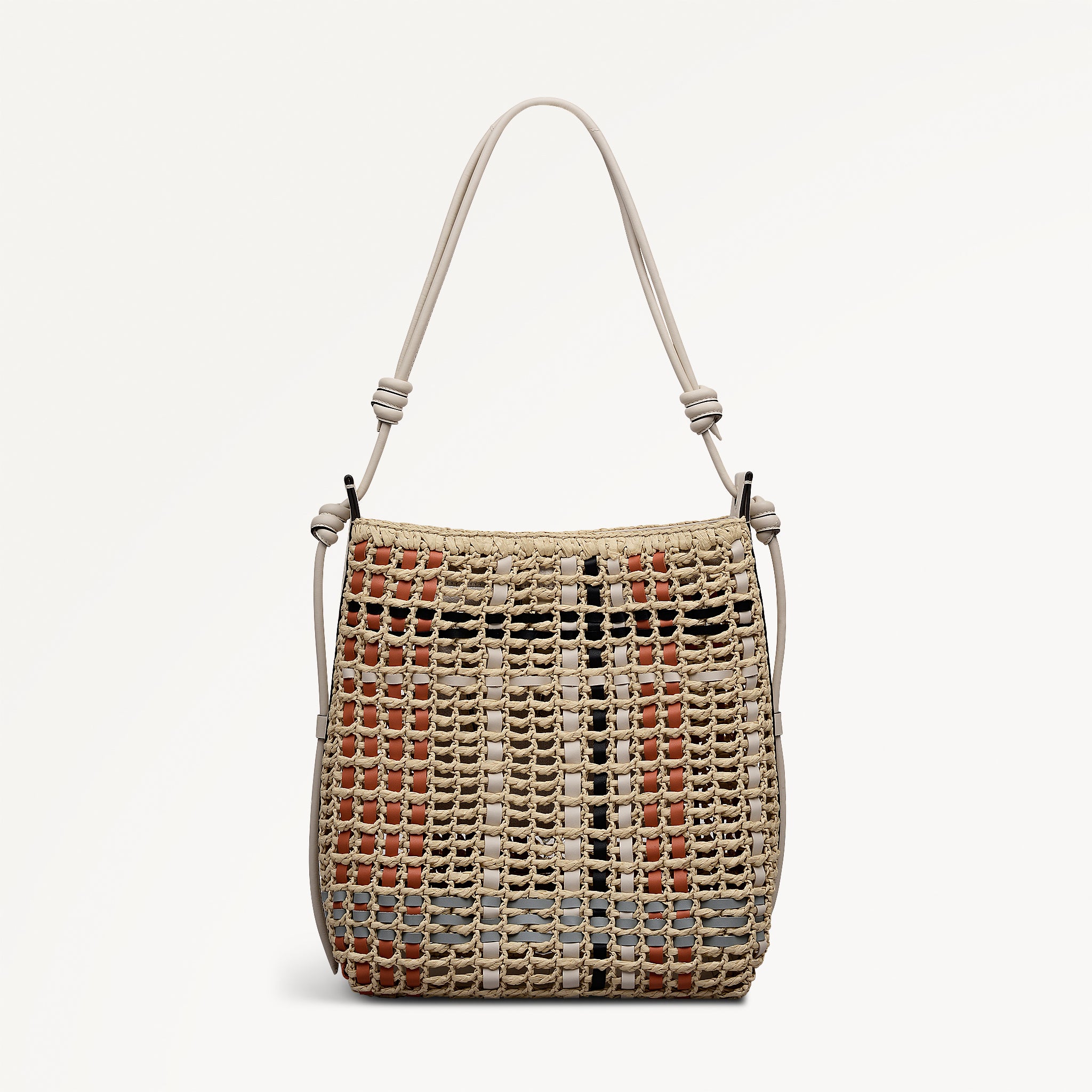 The Camden - Raffia Check - Medium Open Top Shoulder