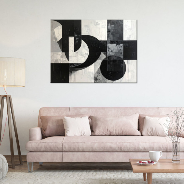 Obraz do salonu sypialni biura loftu, Czarno biała geometryczna 30x20