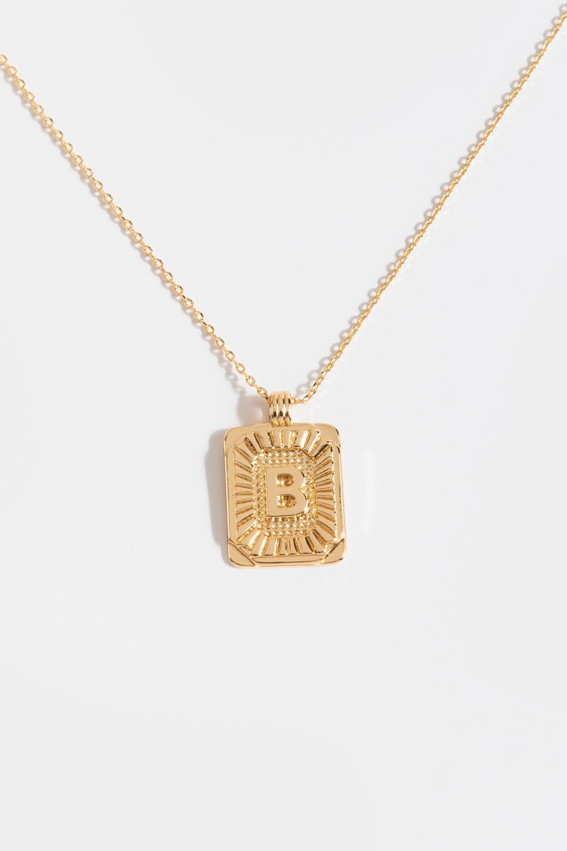 Initial ID Tag Pendant Necklace