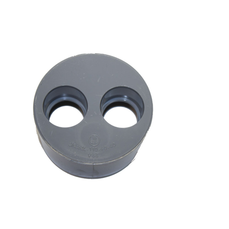 Tampon de réduction PVC avec 2 trous gris Ø 100 mm SCALA