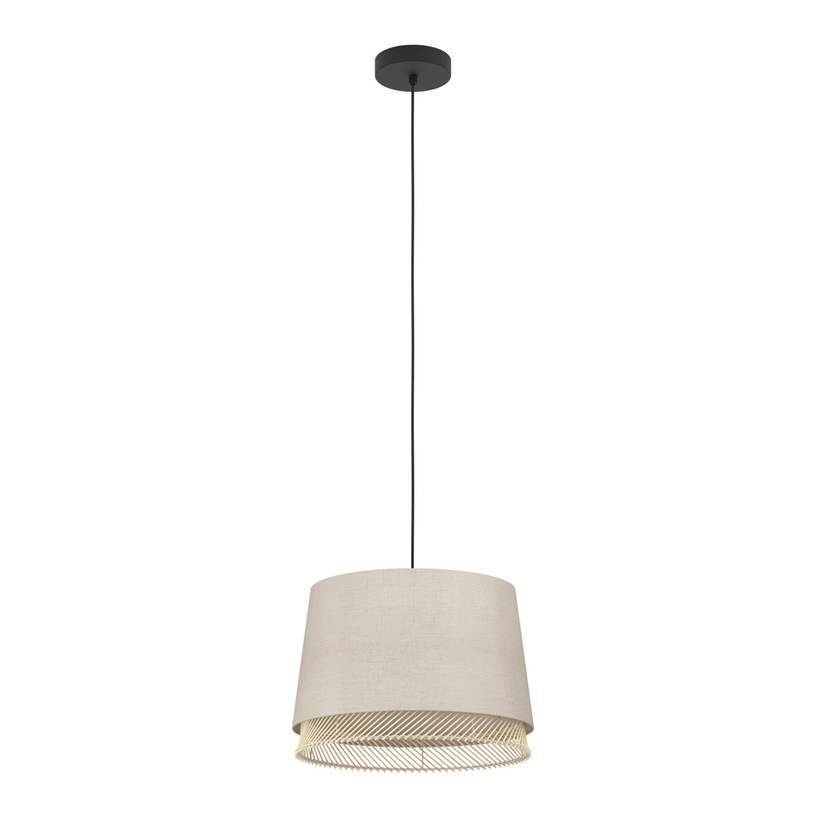 EGLO hanglamp Tabley - e27 - ø 38 cm - natuur/bruin/zwart - textiel