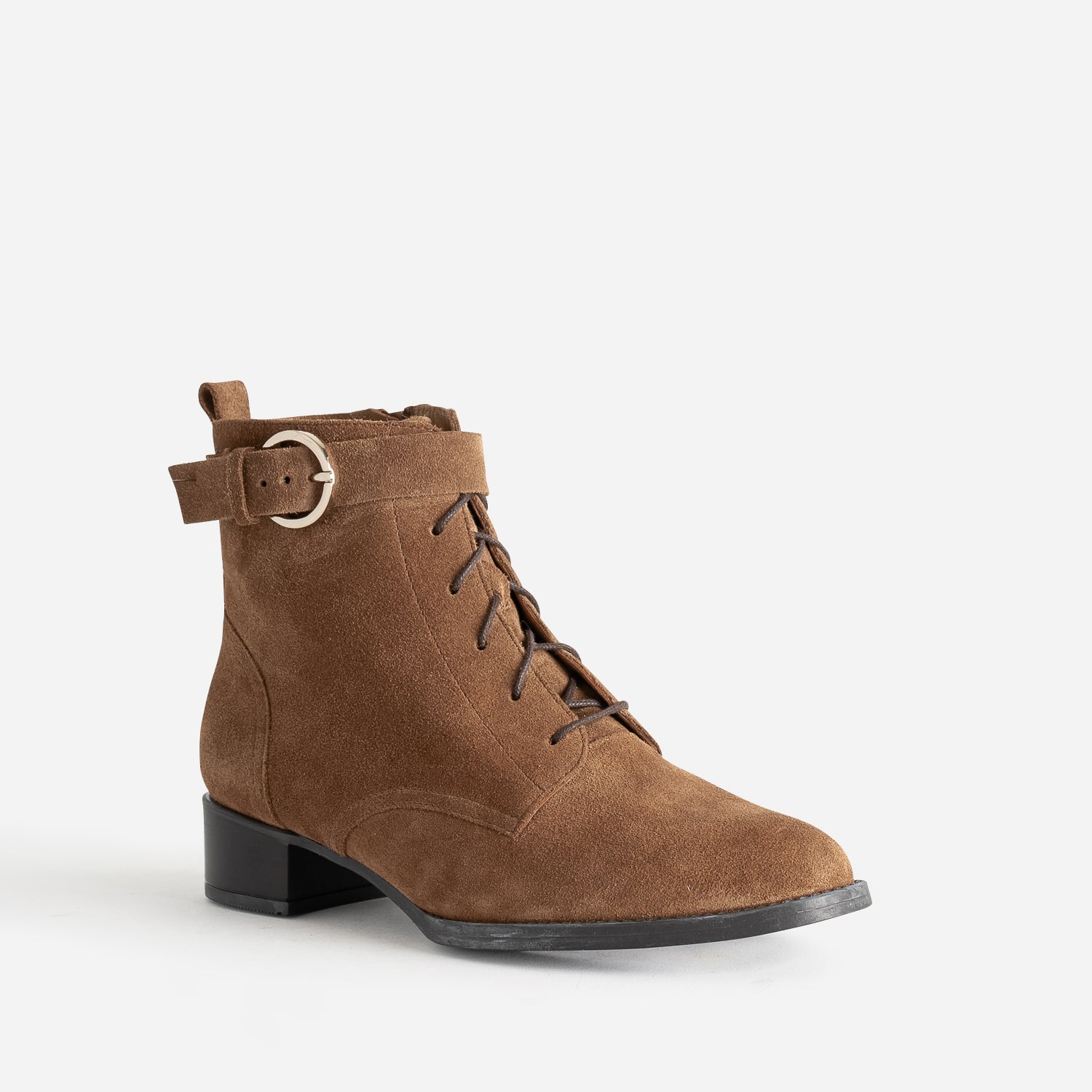 Boots à lacet ERAM FLEX camel cuir velours