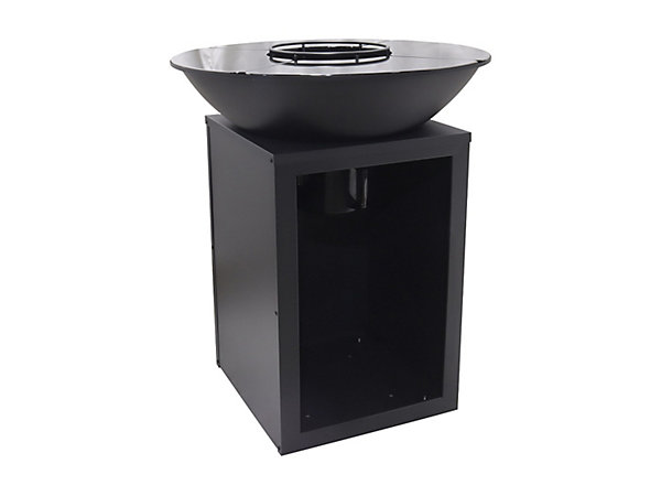 Barbecue plancha brasero à charbon et bois avec rangement L80 x l80 x H95 cm noir - IGNOS