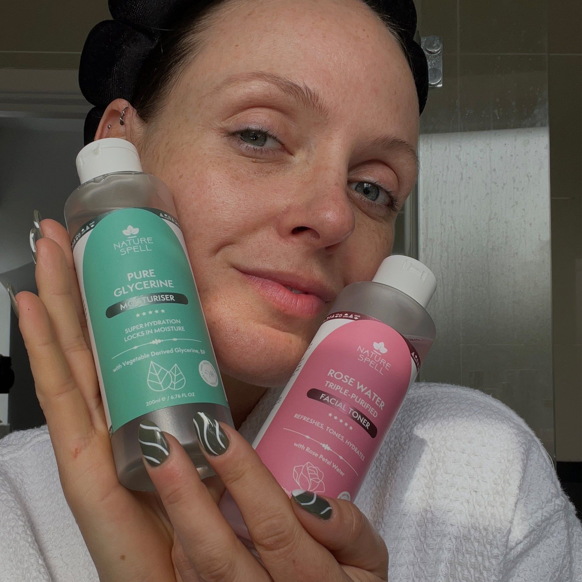 Nature Spell Glass Skin Duo: Rose Water Toner & 100% Pure Glycerine