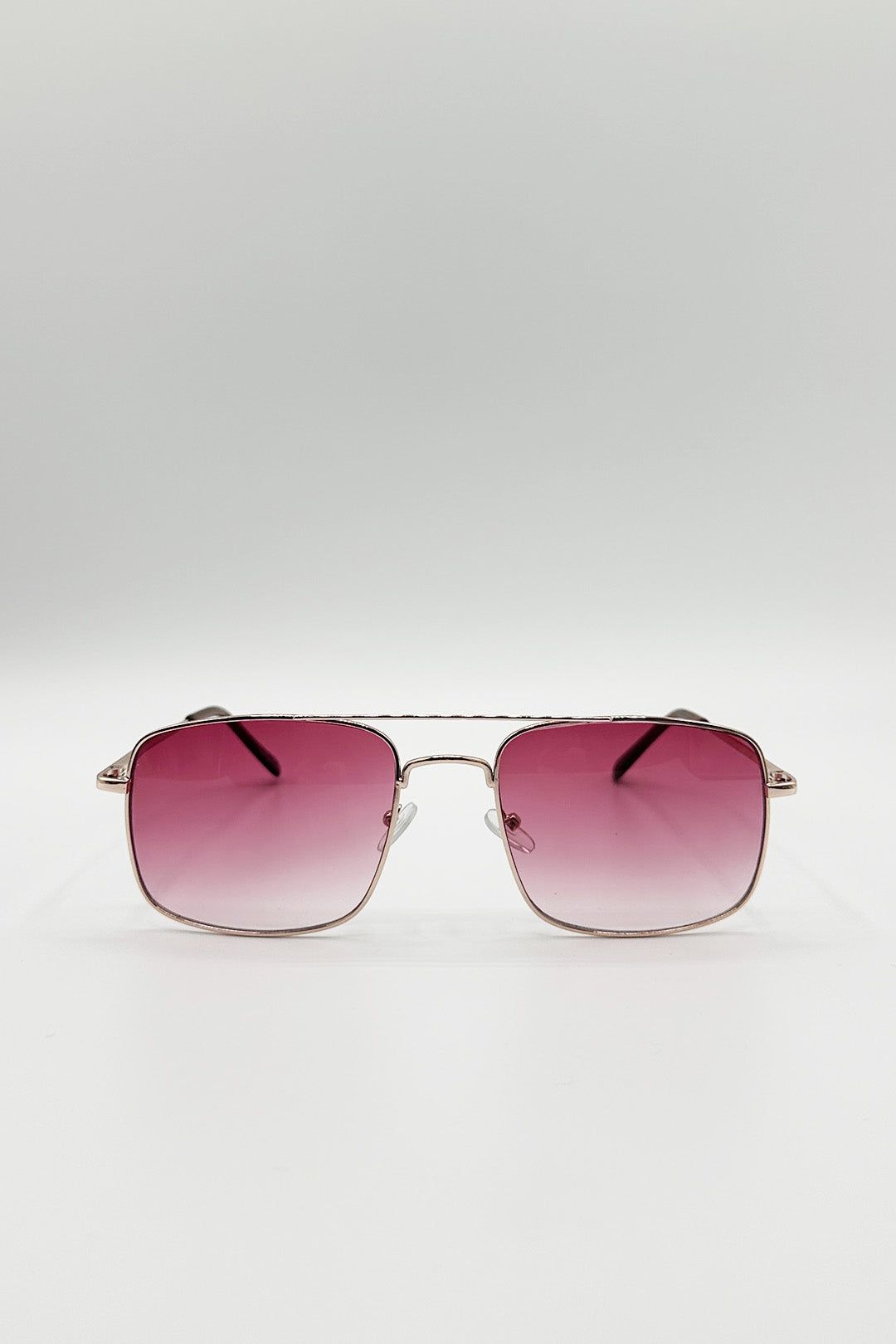 SVNX Aviator Style Square Frame Sunglasses in Gold Pink