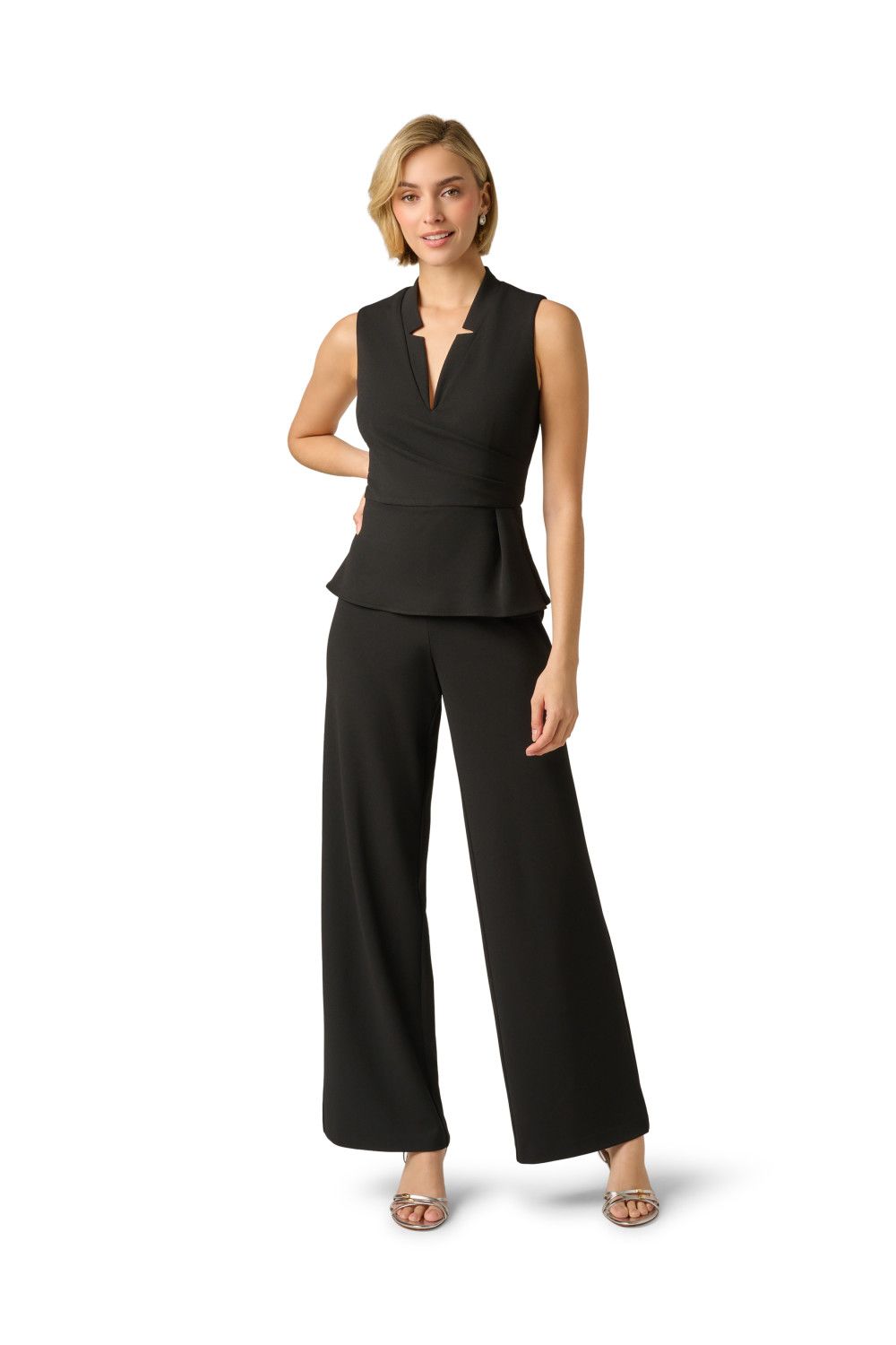 Adrianna Papell Crepe Peplum Jumpsuit