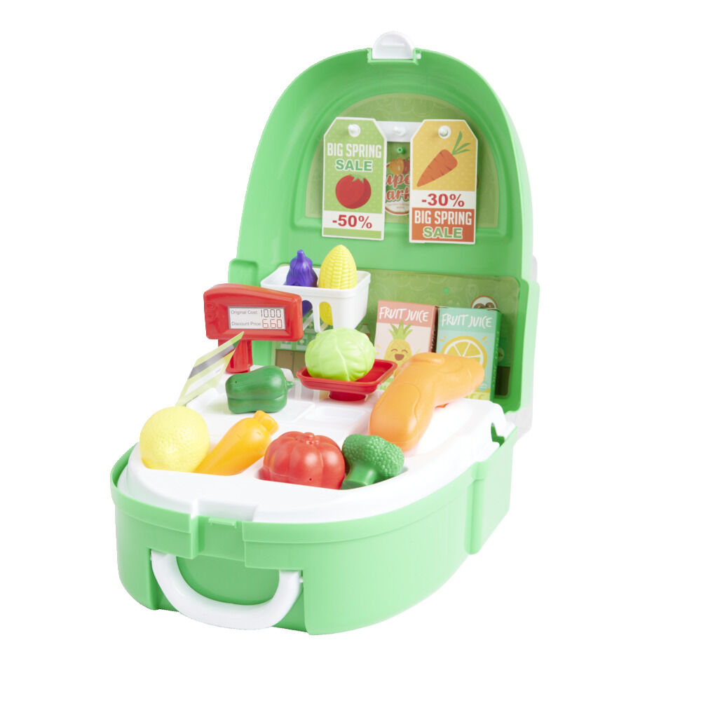 Sac à dos jouet enfant marchand supermarché 22 pièces