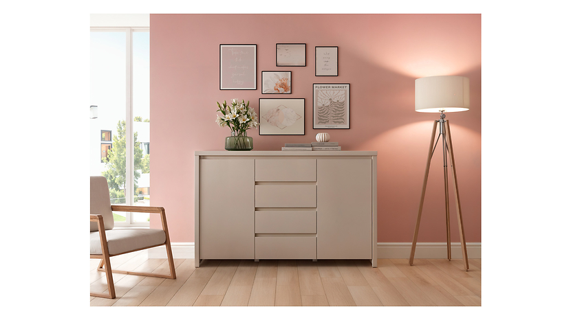 Komoda Kaspian 144 cm z 2 drzwiami i 4 szufladami kaszmir