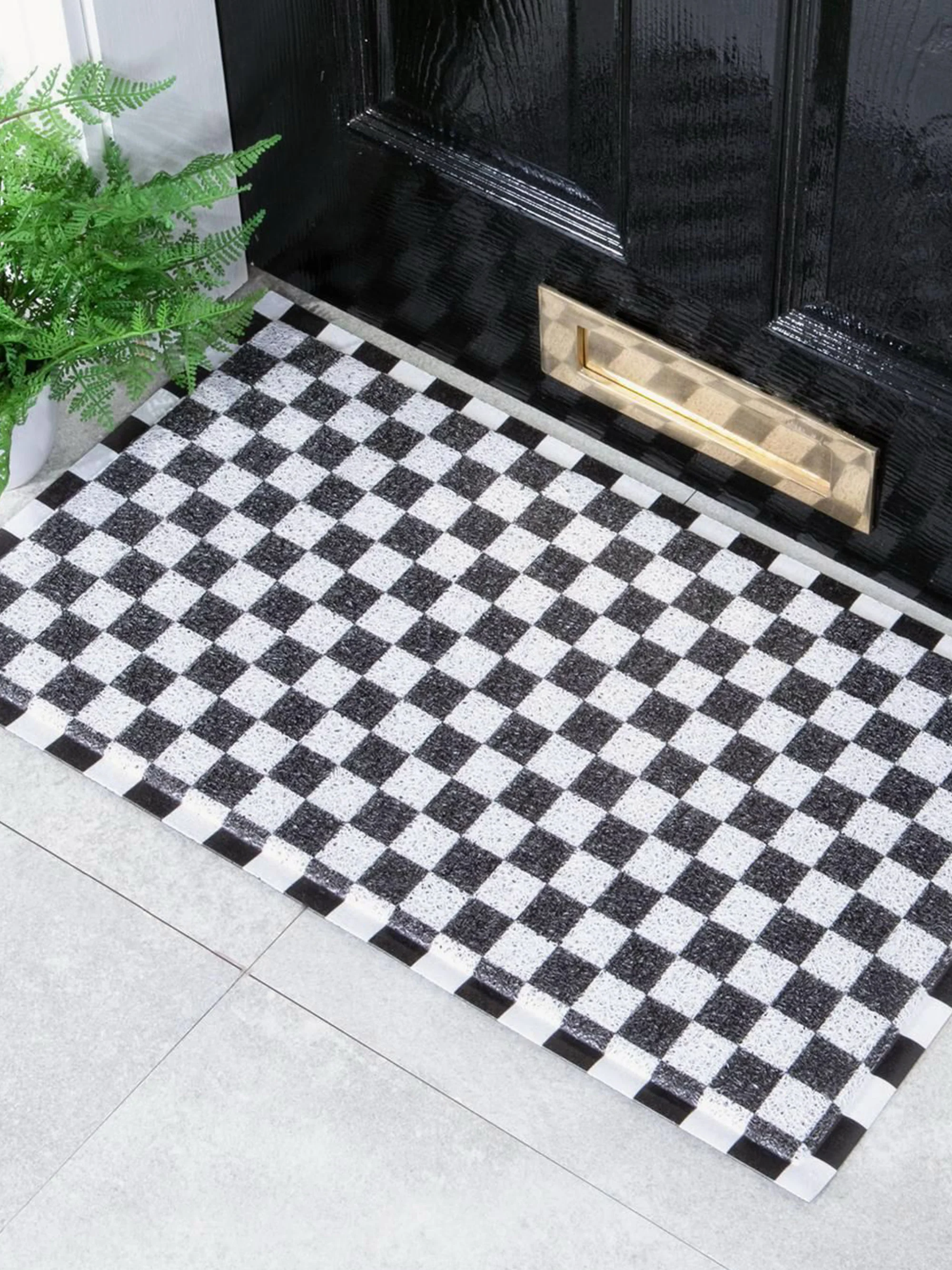 Waschbare Fußmatte Black Check