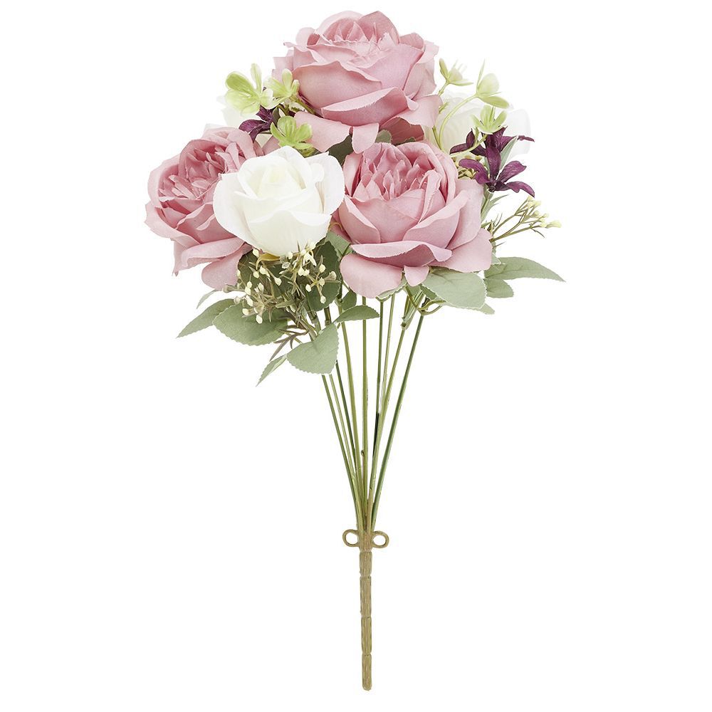 Piquet rose artificielle Ø22xH41cm blanc et rose