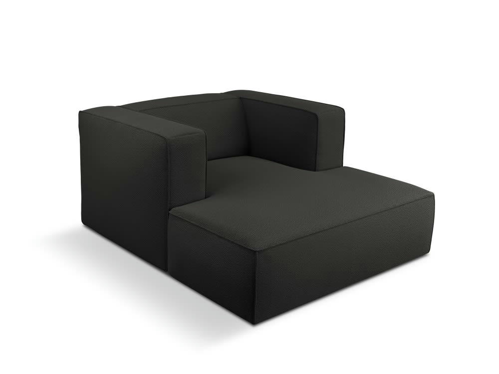 MUSE - Méridienne 1 place en tissu structuré noir