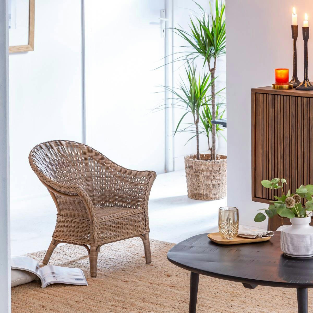 - Fauteuil en rotin marron 52 cm