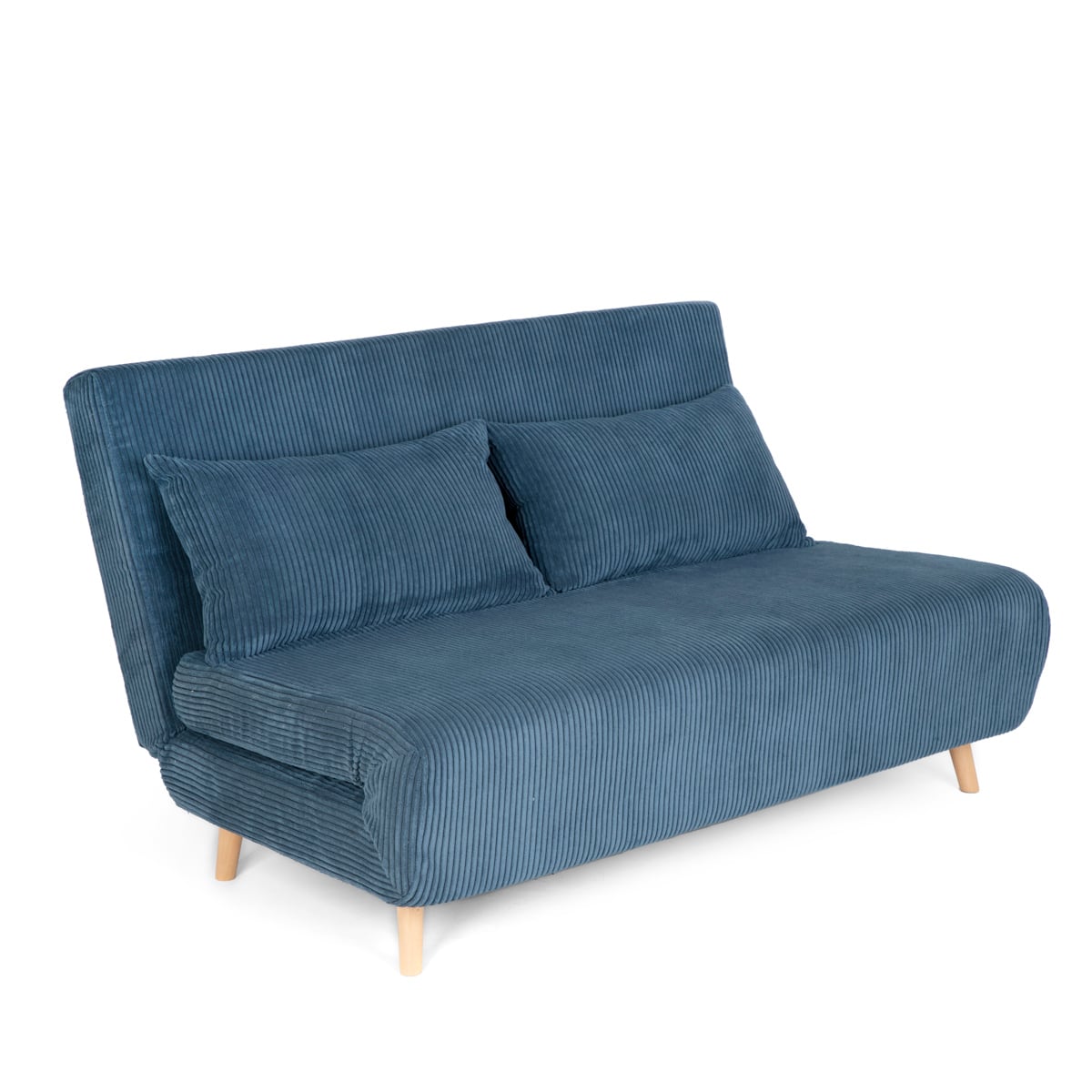 Sofa SOLACE 2-osobowa, z funkcją spania sztruksowa granatowa 140x91x84 cm