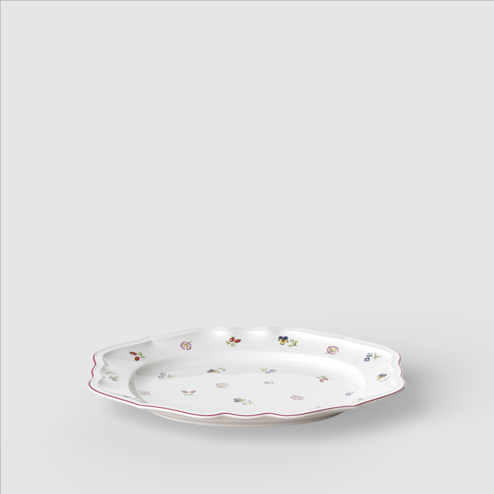 Petite Fleur Serving Platter - White, 14.5'' x 10.4'', Premium Porcelain
