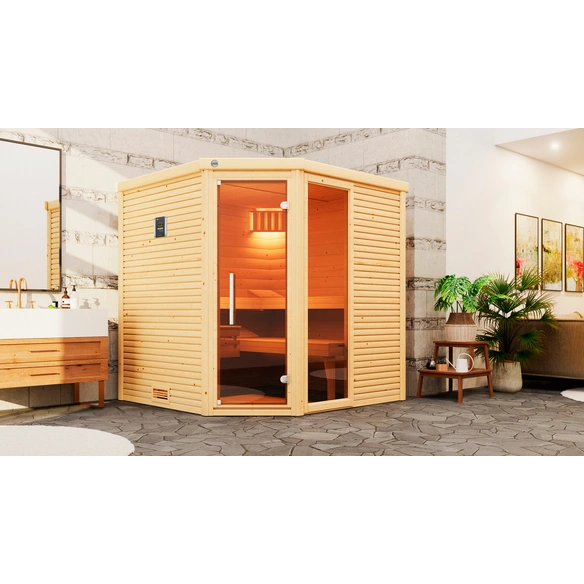 Sauna »CUBILIS 2«, 6 Personen, inkl. 9 kW Ofen mit integrierter Steuerung
