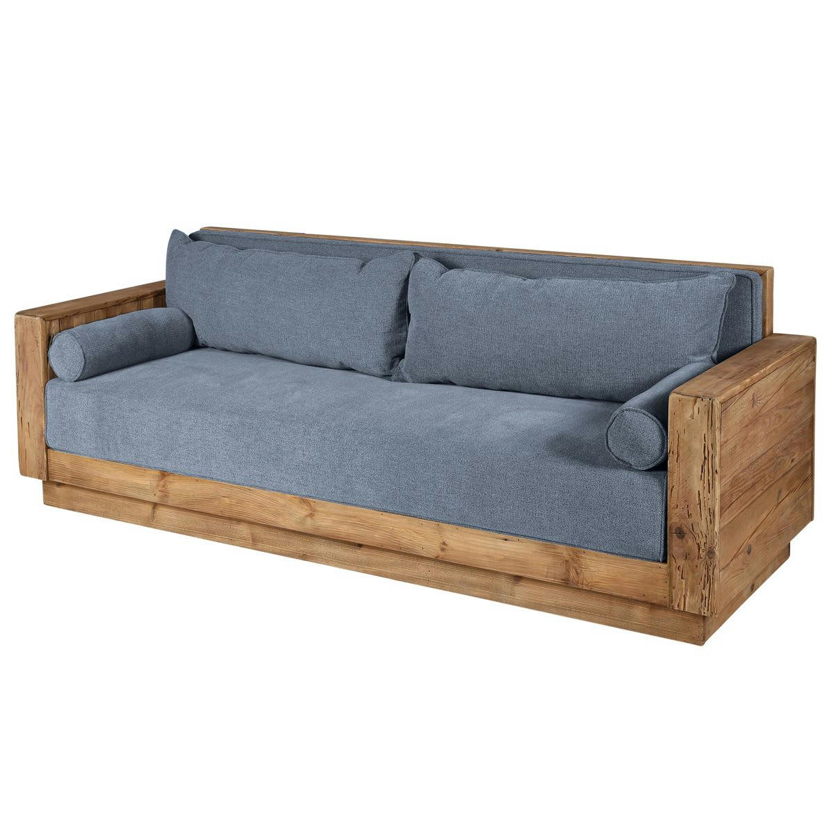 NEBRASKA - Canapé en pin recyclé 3 places gris