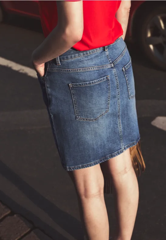 Kurzer Jeansrock im High Waist Fit
