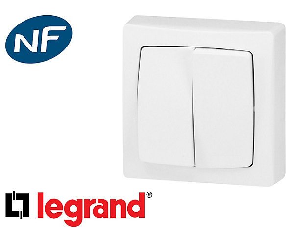 Interrupteur va-et-vient double Legrand Otéo complet