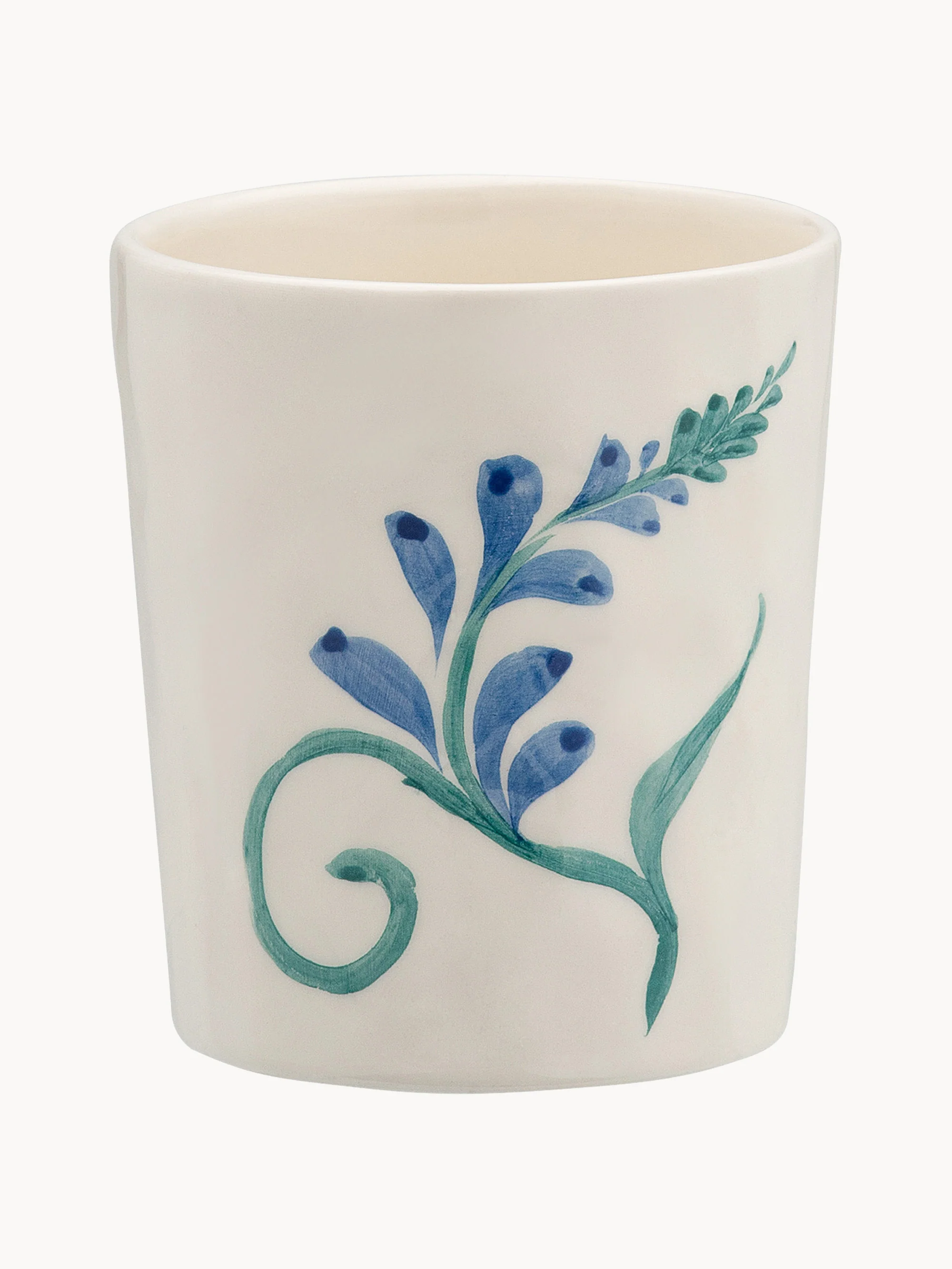 Handbemalte Becher Indigo Flora, 6er-Set