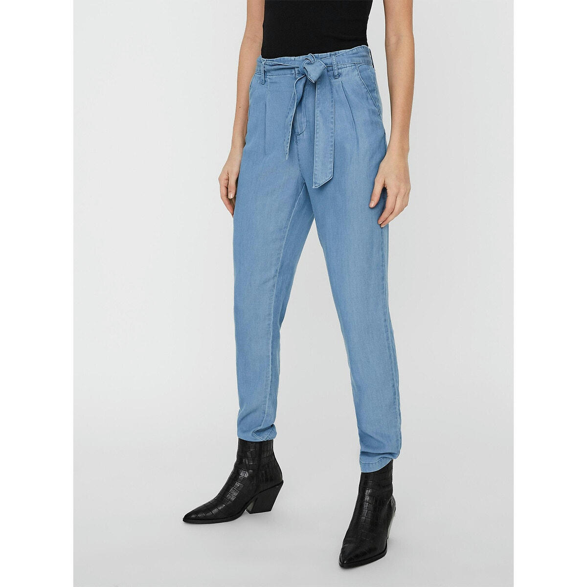 Pantalon loose, taille haute, en Lyocell